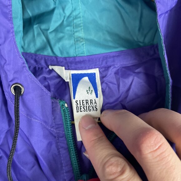 VTG Sierra Designs Medium Nylon Retro Purple Full Zip Hooded Windbreaker Jacket - Picture 8 of 16